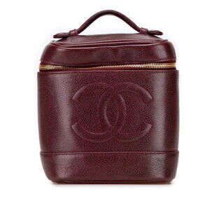 CHANEL Caviar Leather Logo Vanity Bag